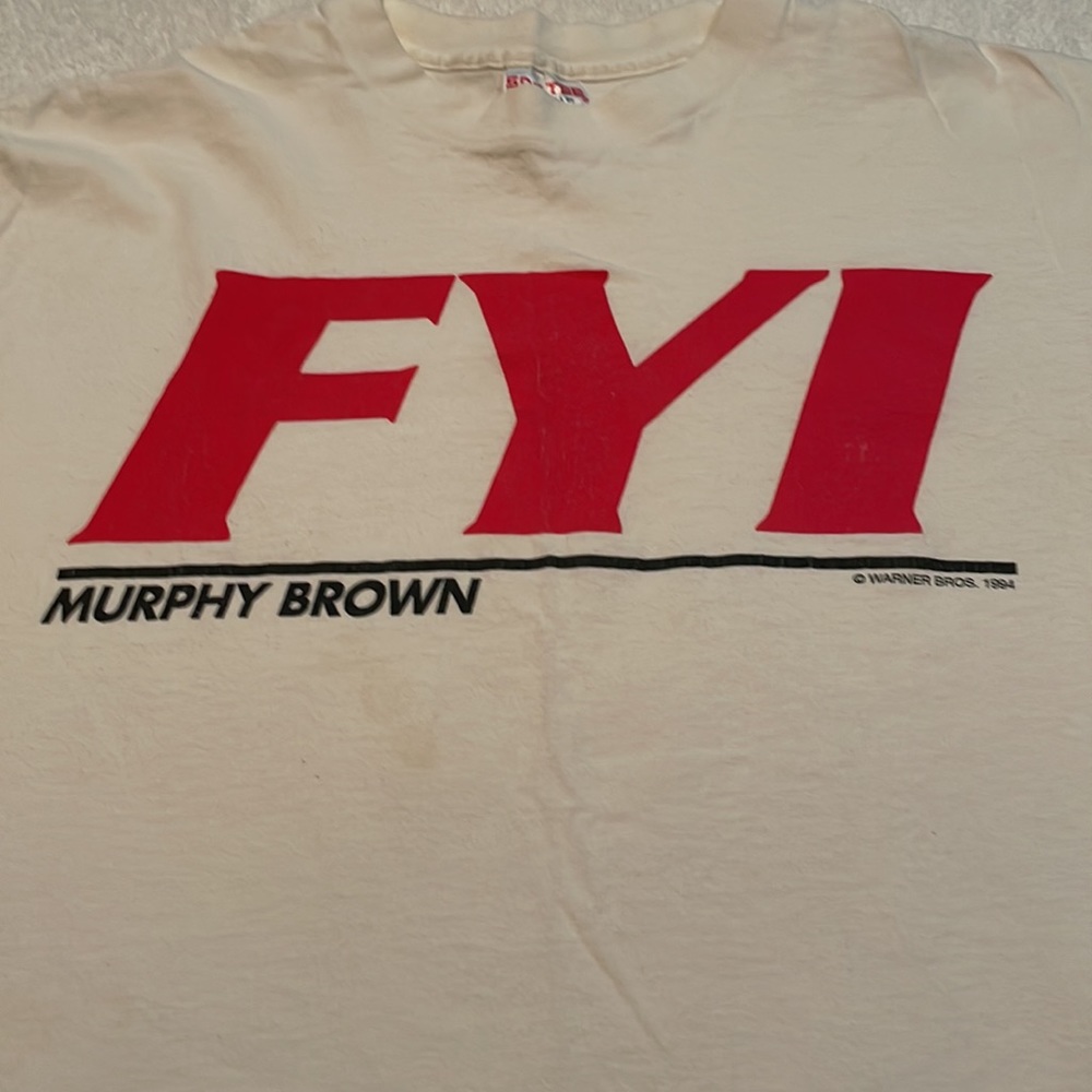 Graphic T-shirt. FYI Murphy Brown 1994 vintage in good condition. Size Large